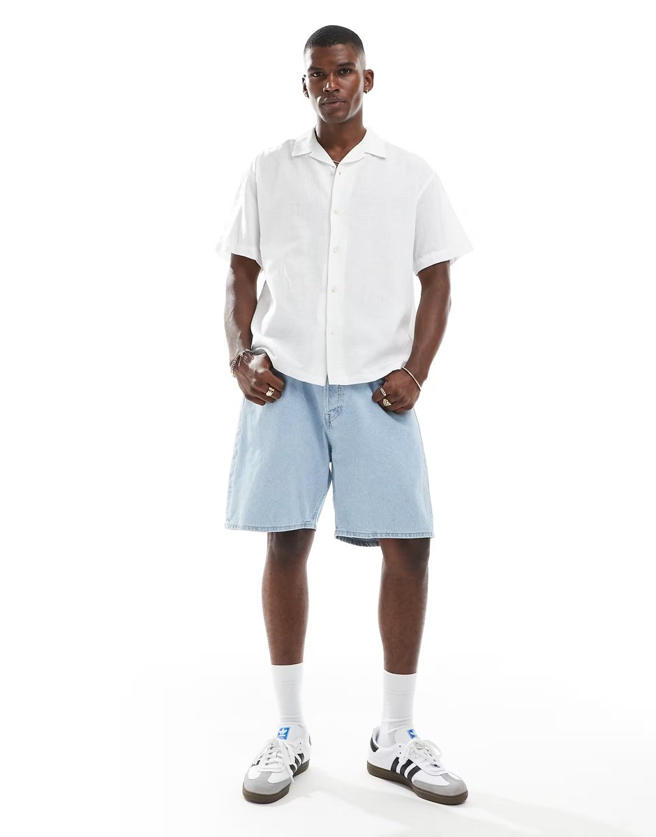 ASOS Jack & Jones revere collar linen shirt in white - 2