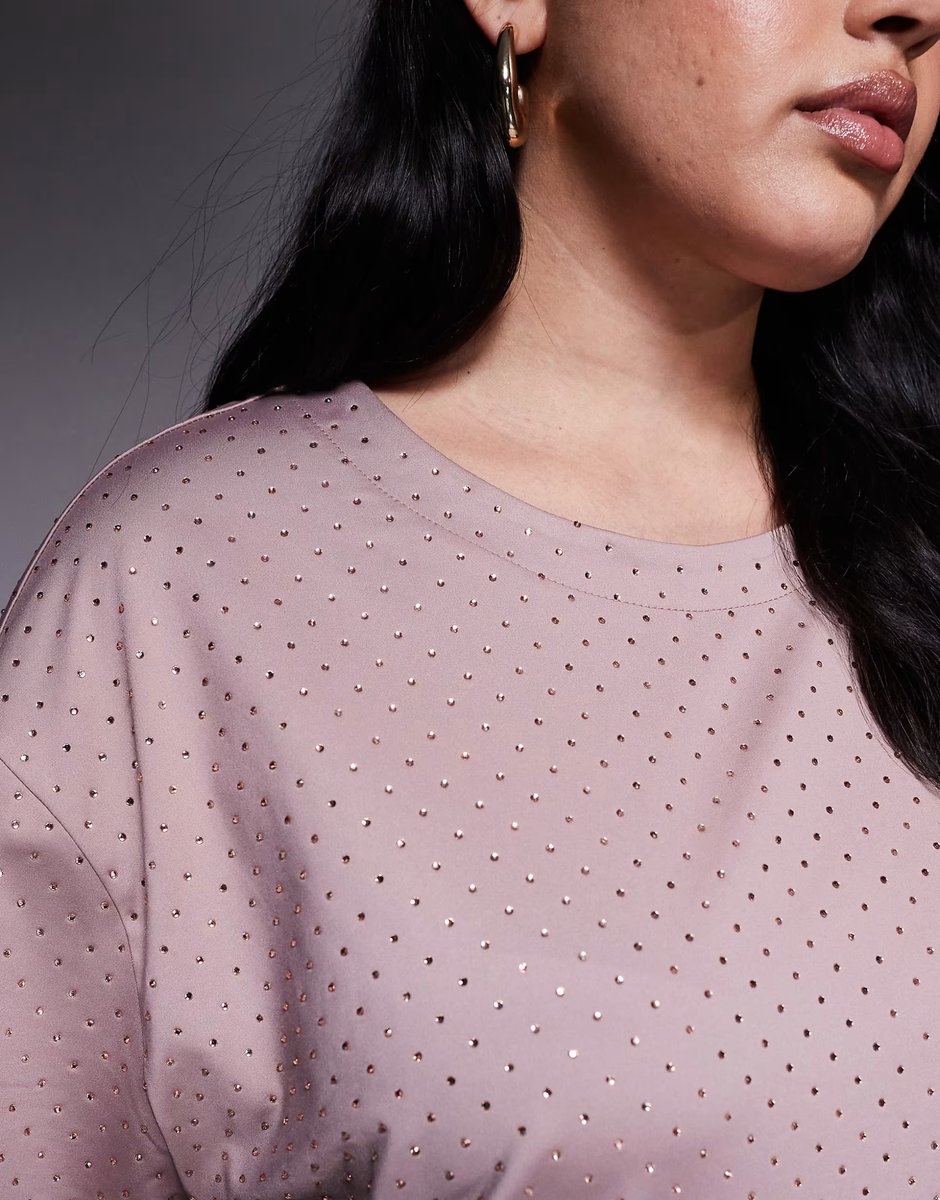 ASOS Renee Studio hotfix oversized t-shirt co-ord in pink - 3