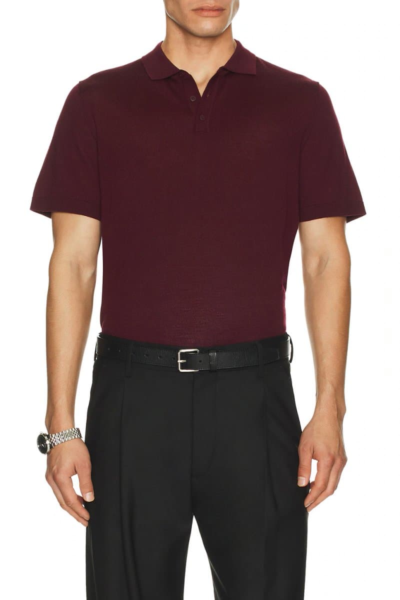 revolve Revolve Extra Fine Merino Wool Polo in Port Wine