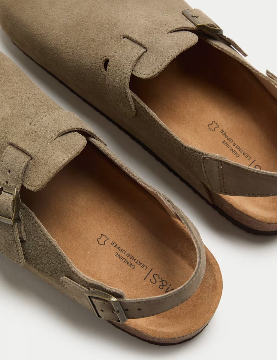 Marks & Spencer M&S Suede Backstrap Mules Taupe - 2