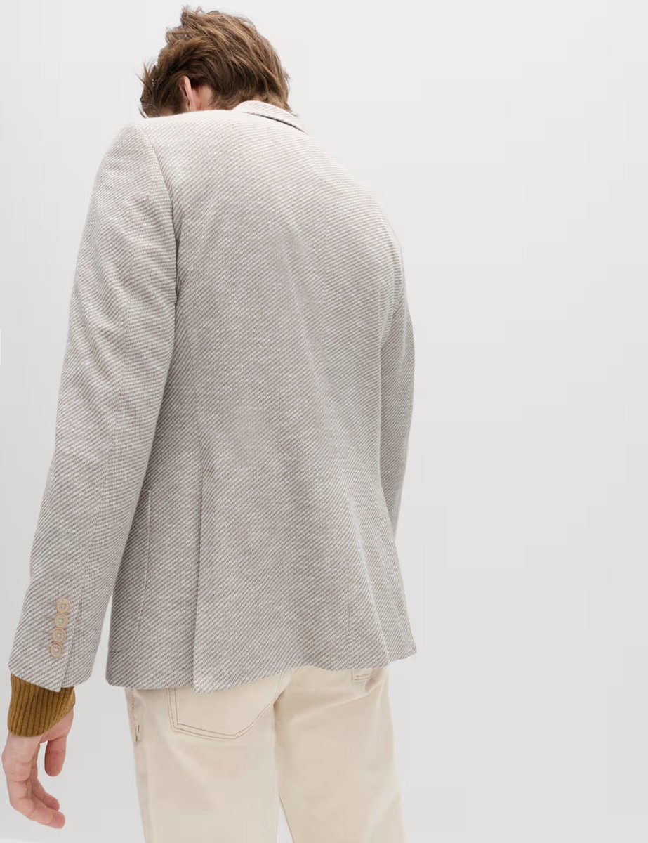 Marks & Spencer M&S Tailored Fit Cotton Blend Textured Stretch Blazer Neutral - 2