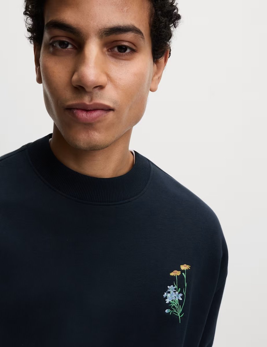 Marks & Spencer M&S Pure Cotton Embroidered Sweatshirt Dark Navy - 4