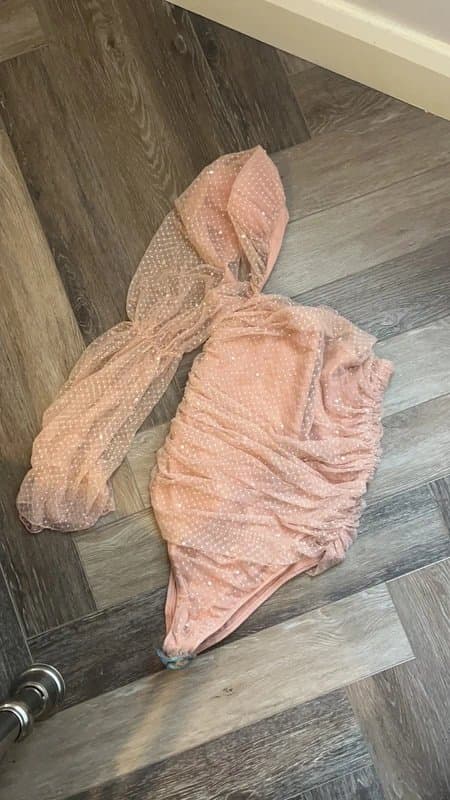 ASOS ASOS luxe Pearl one shoulder high leg swimsuit