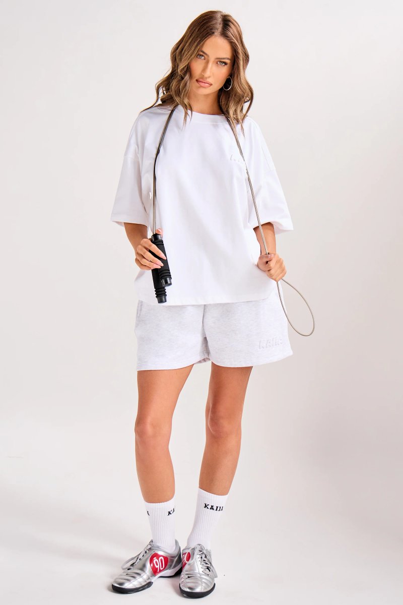 Kaiia Kaiia Embossed Bubble Logo Oversized T-Shirt White - 3