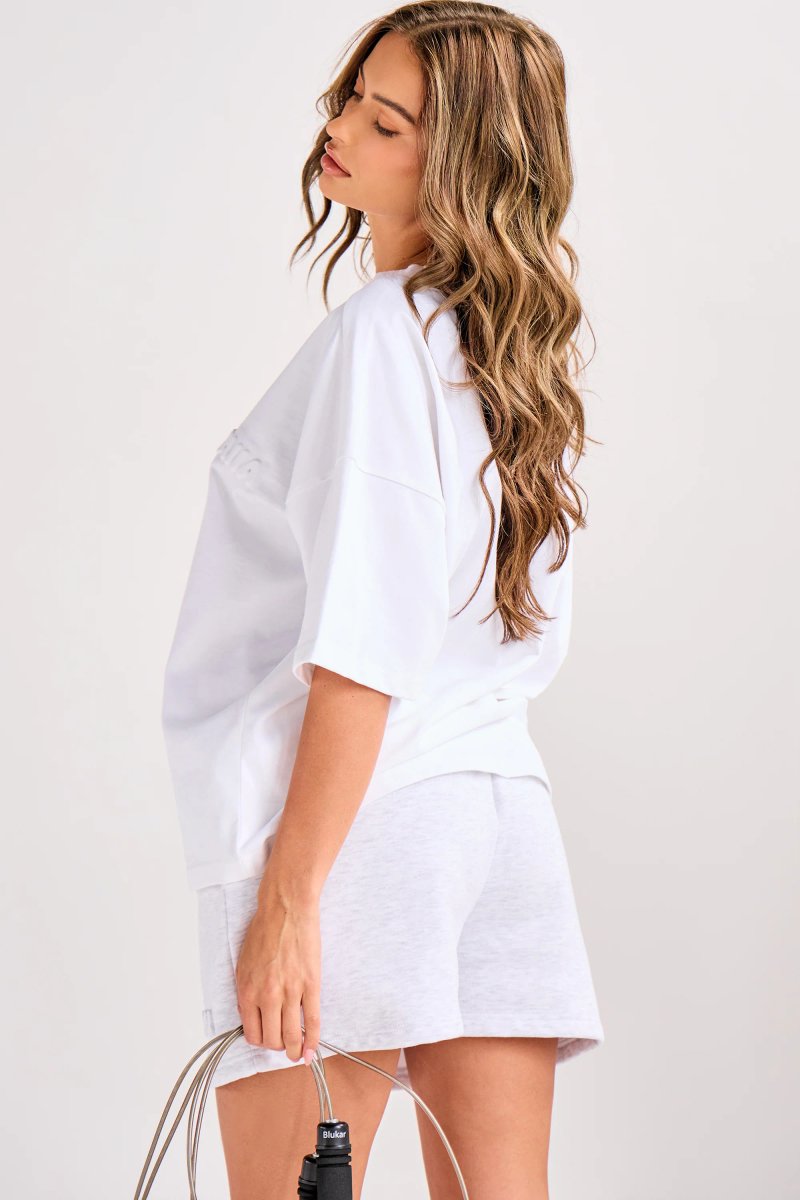 Kaiia Kaiia Embossed Bubble Logo Oversized T-Shirt White - 4