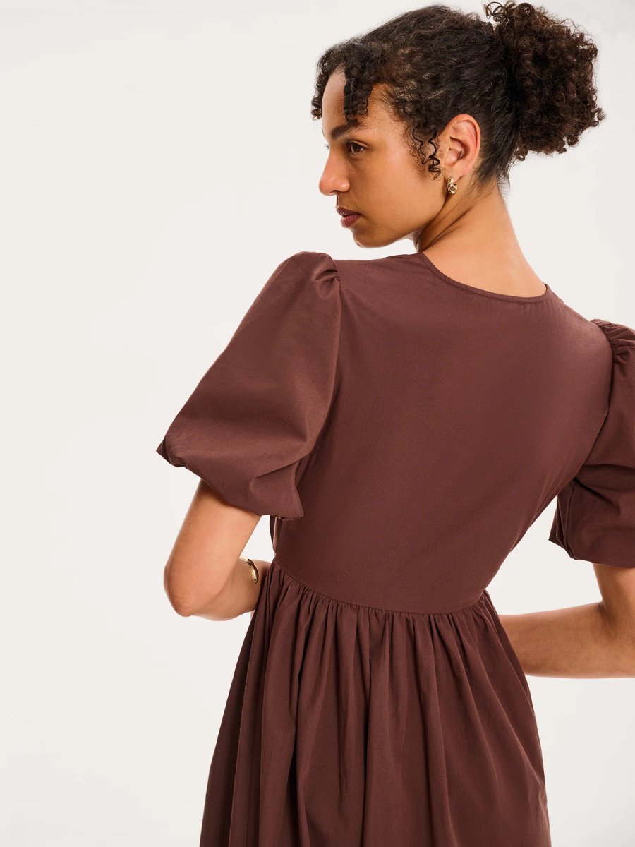 OMNES Joy Midi Dress in Chocolate - 2