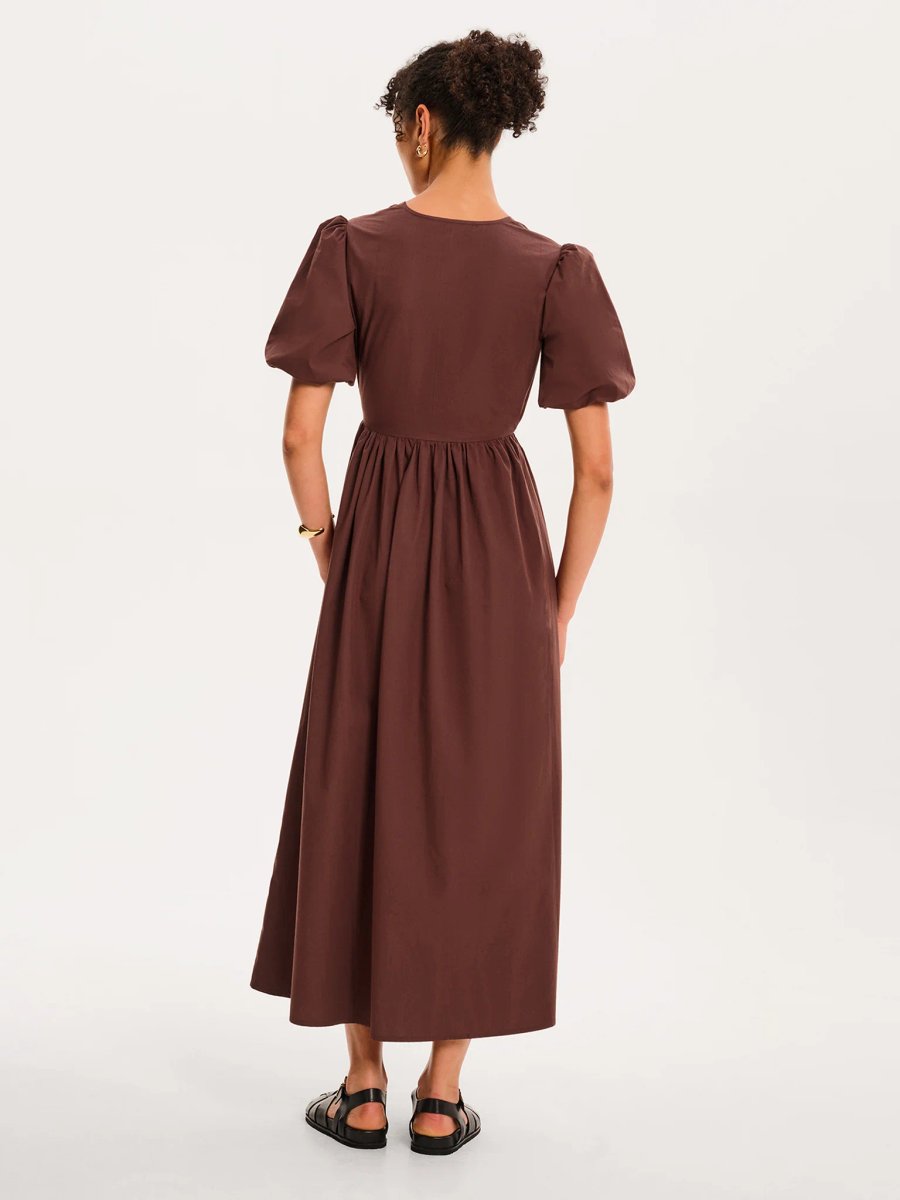 OMNES Joy Midi Dress in Chocolate - 4