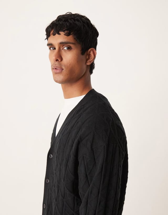 ASOS Calvin Klein Jeans monogram cardigan in black - 3