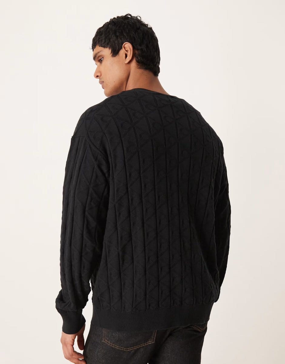ASOS Calvin Klein Jeans monogram cardigan in black - 4