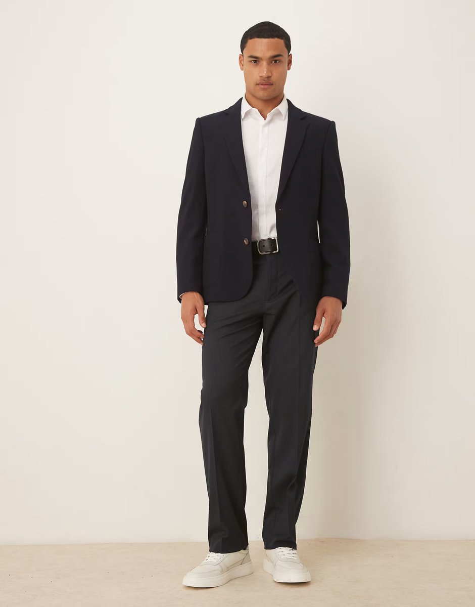 ASOS ASOS DESIGN skinny blazer in navy microtexture - 2