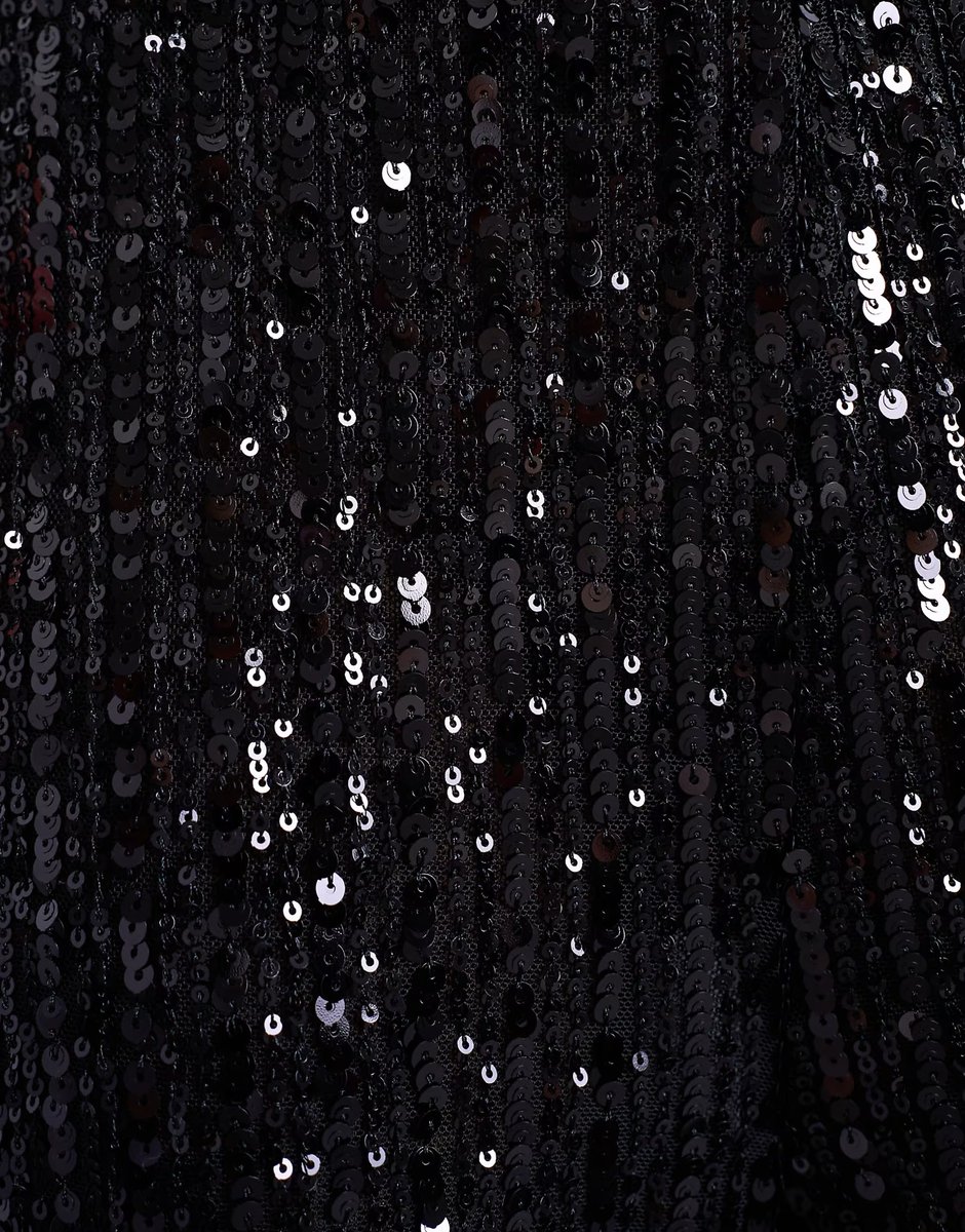 ASOS Topshop sequin wide leg trousers in black - 4