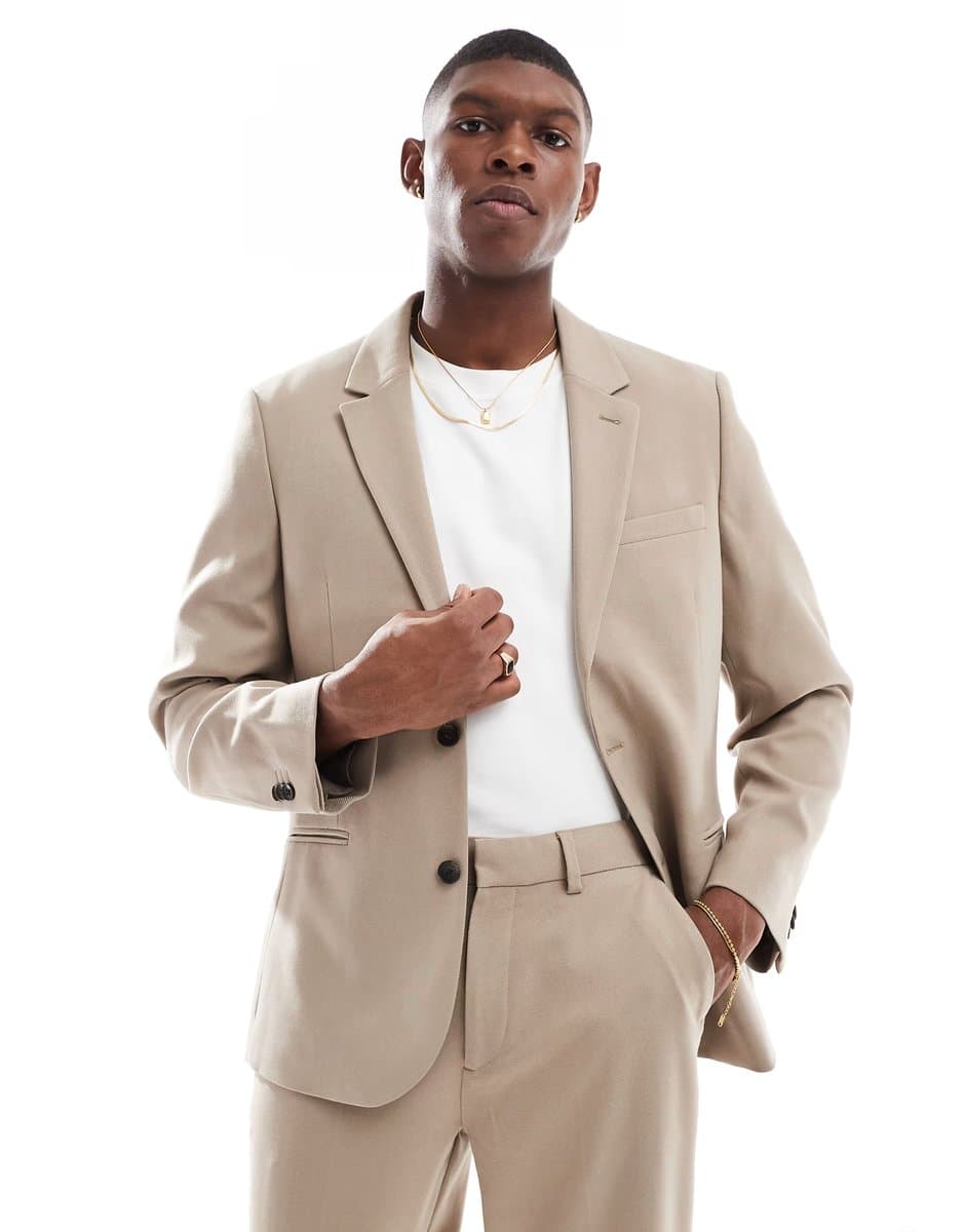 ASOS ASOS DESIGN slim suit jacket in brown twill
