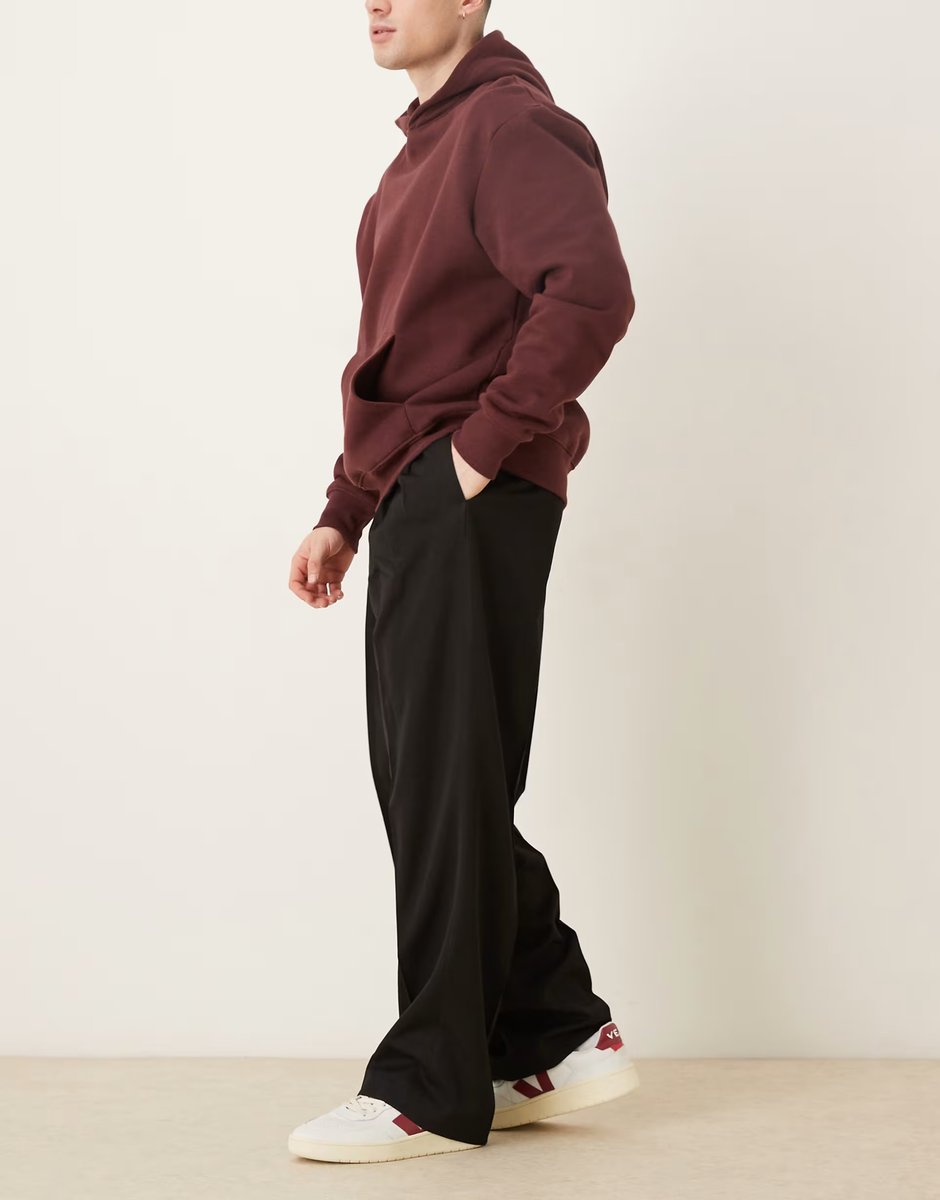 ASOS ASOS DESIGN smart wide leg trouser with double pleat in black - 3