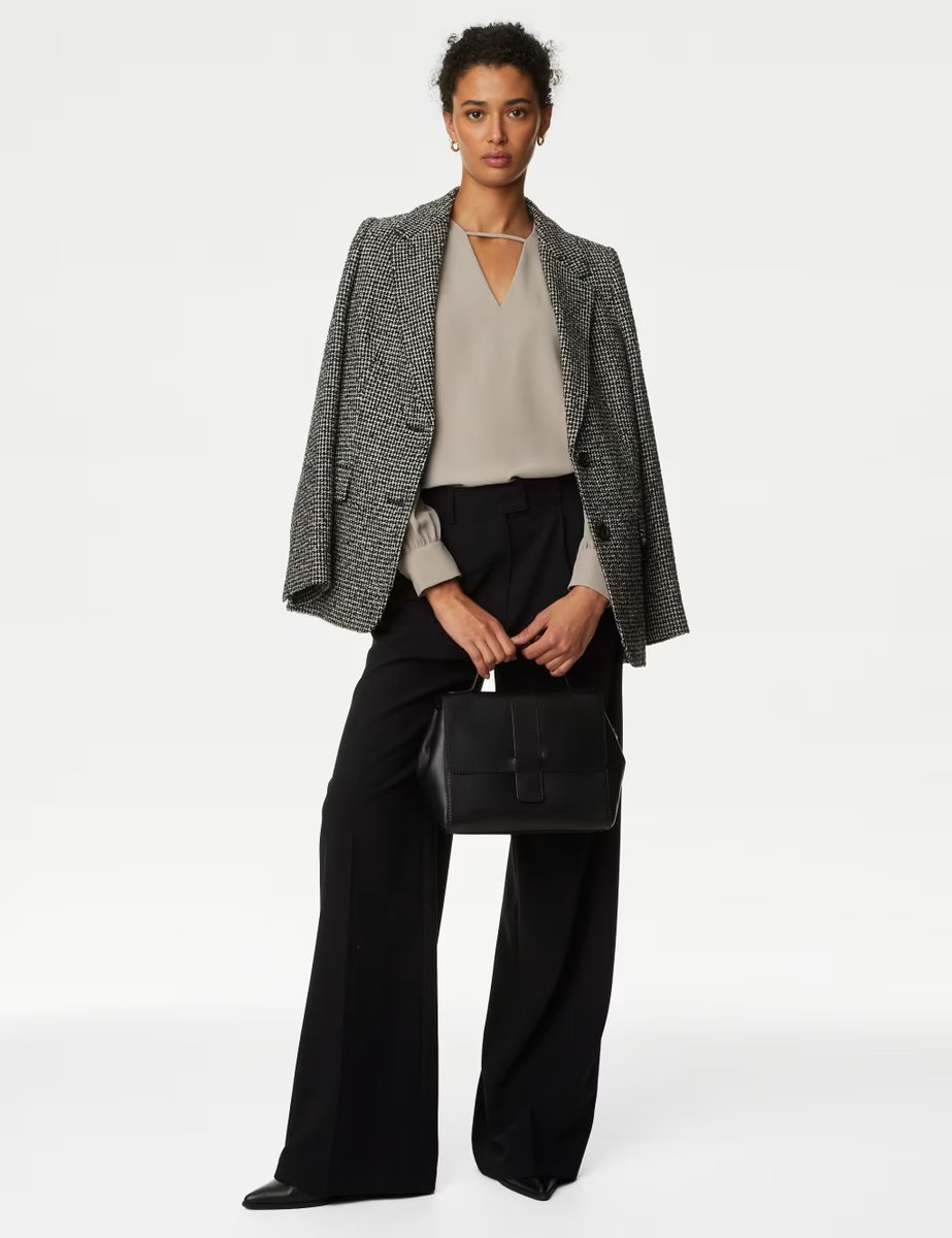 Marks & Spencer M&S V-Neck Cutwork Detail Popover Blouse Fawn - 2