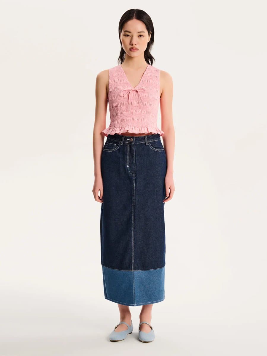 OMNES OMNES Dark Wash Chicago Skirt with Split