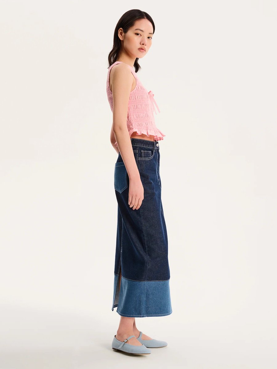 OMNES Chicago Skirt in Dark Wash - 2