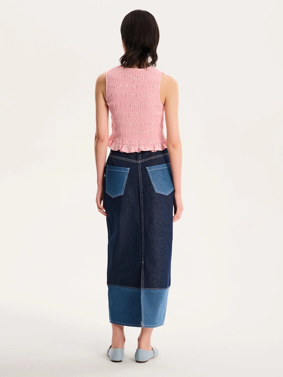 OMNES Chicago Skirt in Dark Wash - 3