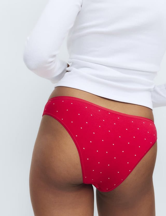 Marks & Spencer M&S 5pk No VPL Cotton Modal Brazilian Knickers Red Mix - 3