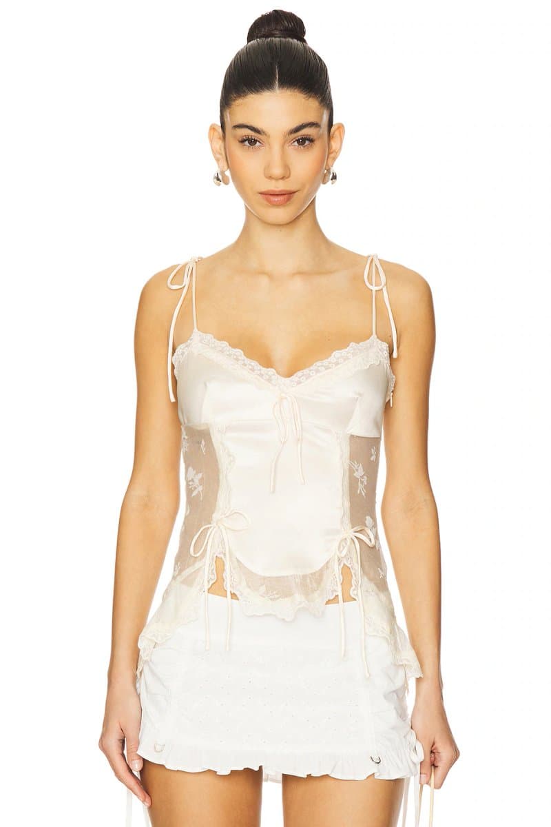 revolve Revolve I.AM.GIA Mesh Lace Cami Top in White