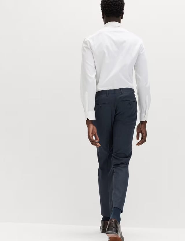 Marks & Spencer M&S Skinny Fit Grid Check Stretch Suit Trousers Navy - 3