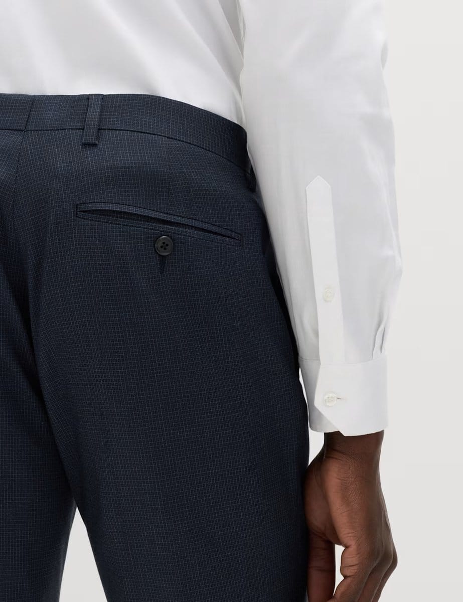 Marks & Spencer M&S Skinny Fit Grid Check Stretch Suit Trousers Navy - 4