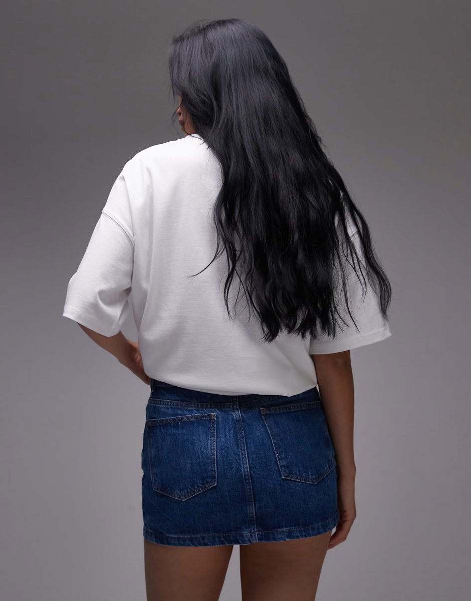 ASOS Topshop denim self tie pelmet skirt in indigo - 4