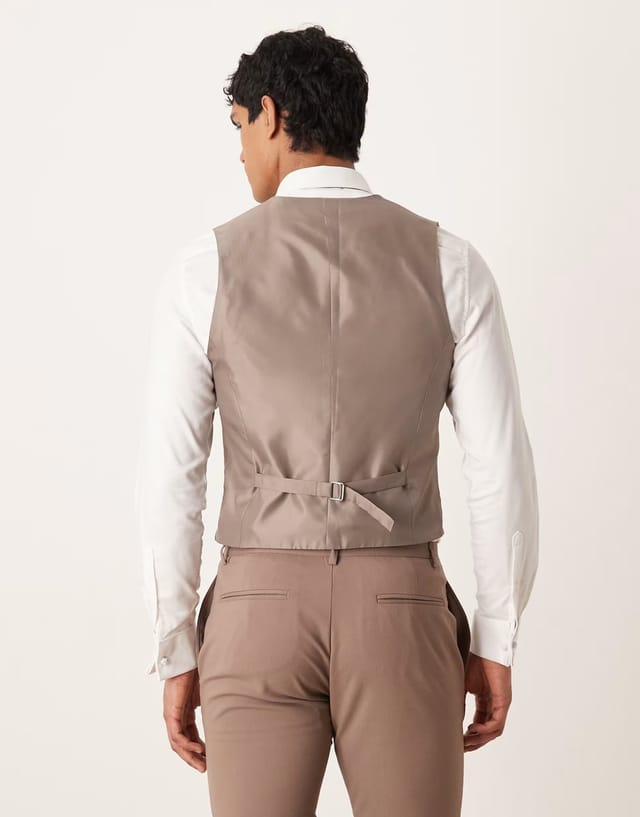 ASOS ASOS DESIGN skinny suit waistcoat in brown - 3