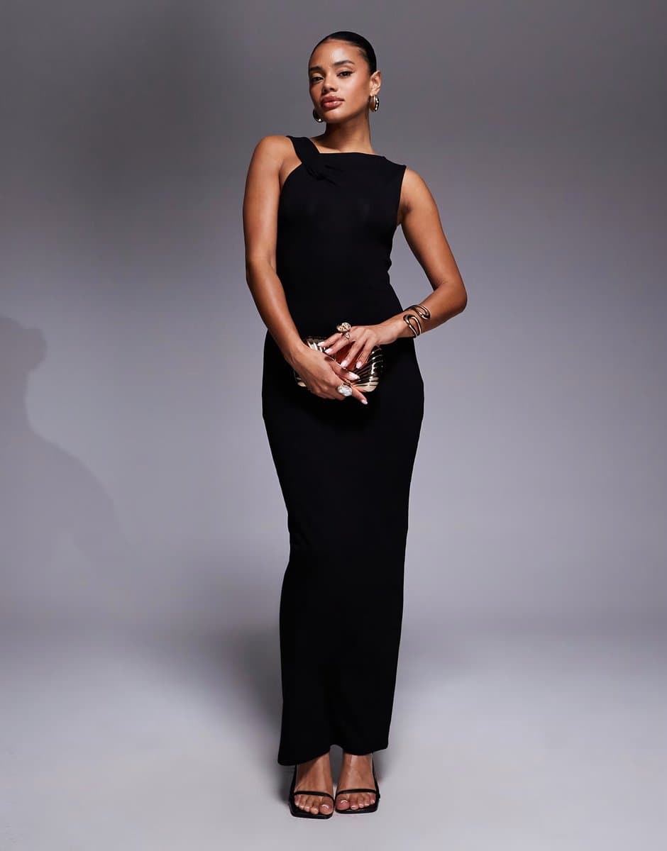 ASOS ASOS DESIGN twisted neck midi dress in black