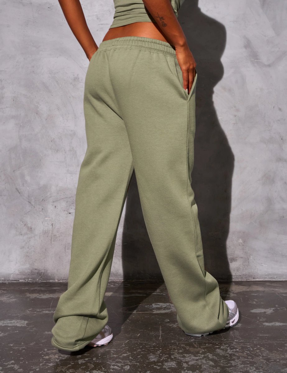 Kaiia Kaiia Logo Wide Leg Joggers Khaki - 4
