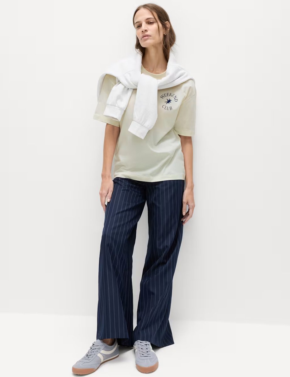 Marks & Spencer M&S Cotton Rich Graphic Oversized T-Shirt White Mix - 2