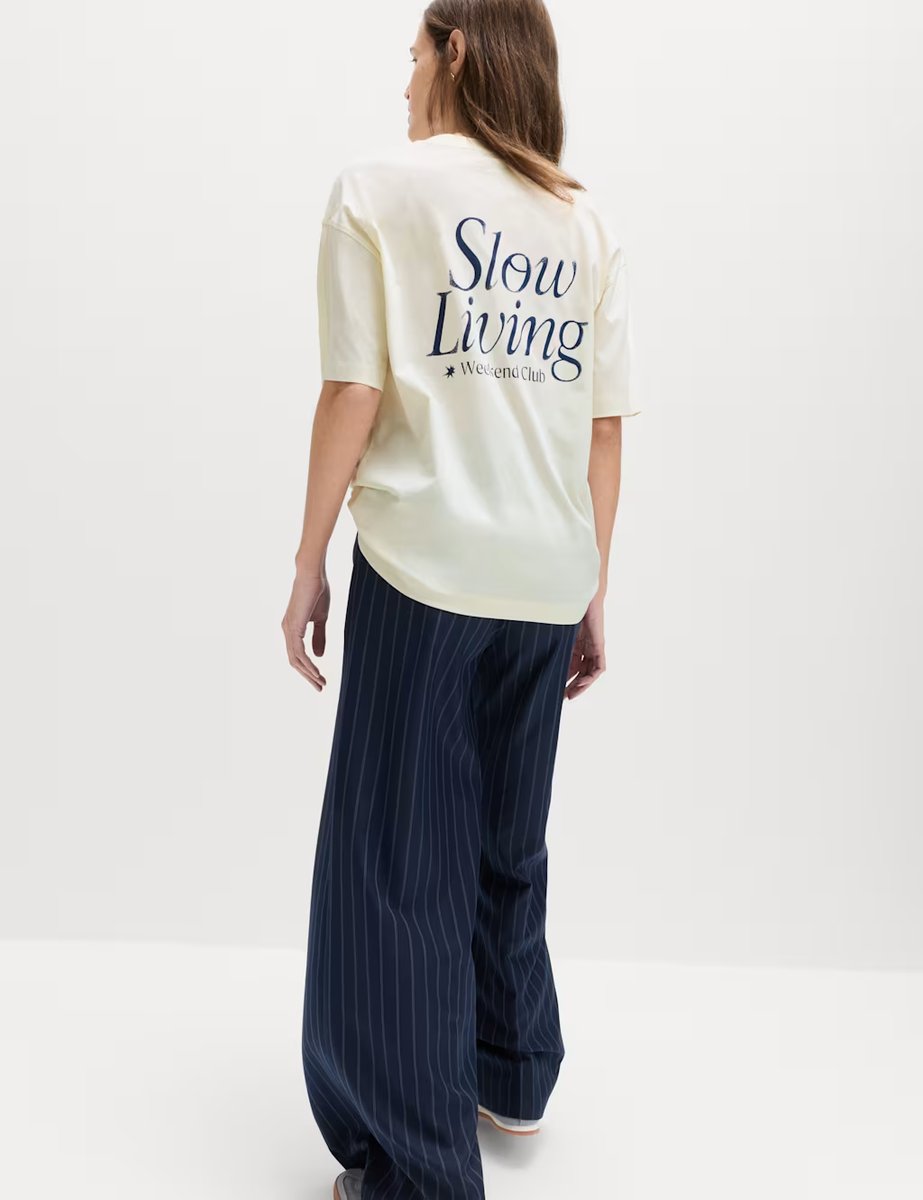 Marks & Spencer M&S Cotton Rich Graphic Oversized T-Shirt White Mix - 3