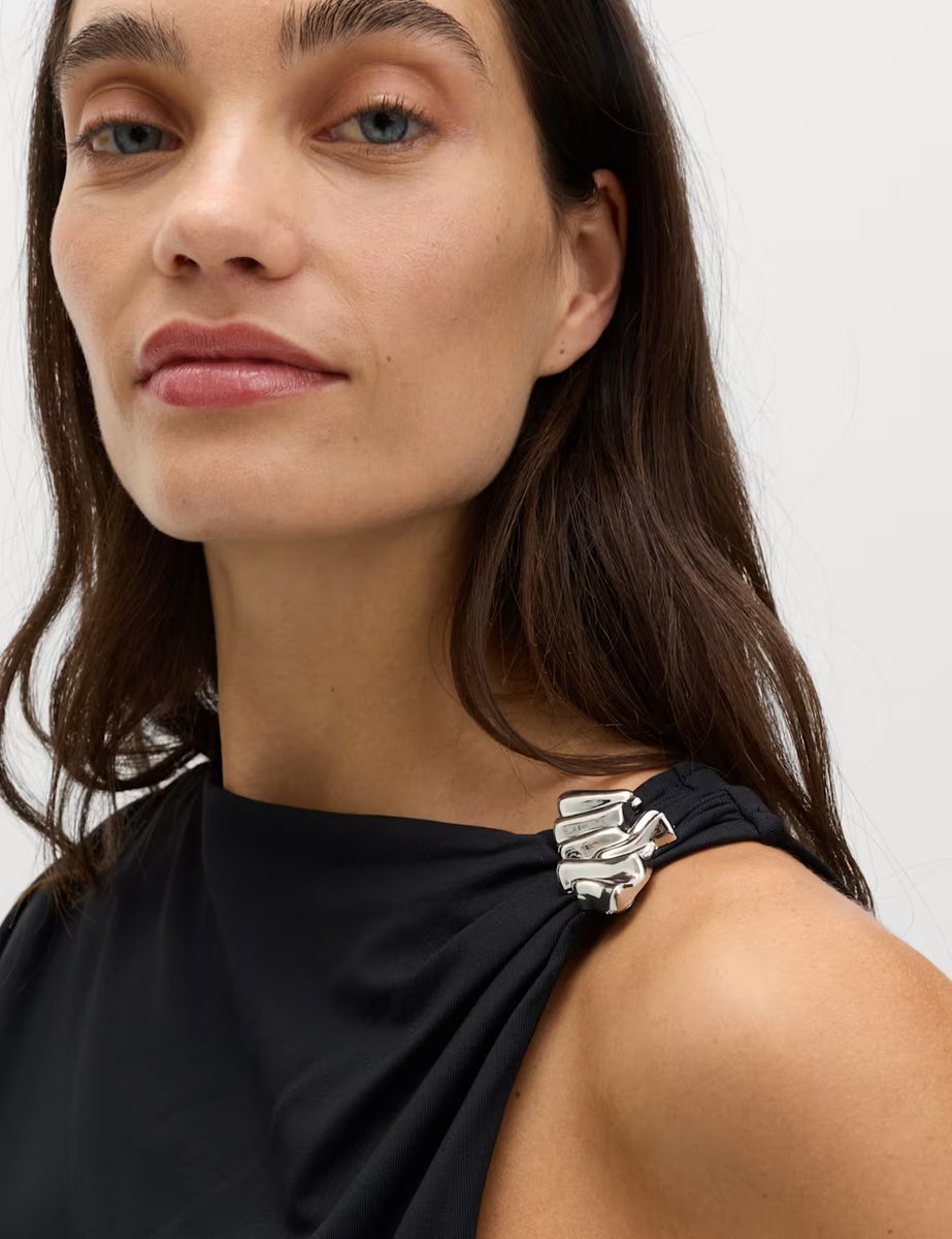 Marks & Spencer M&S Jersey Hardware Ruched Midaxi Bodycon Dress Black - 2