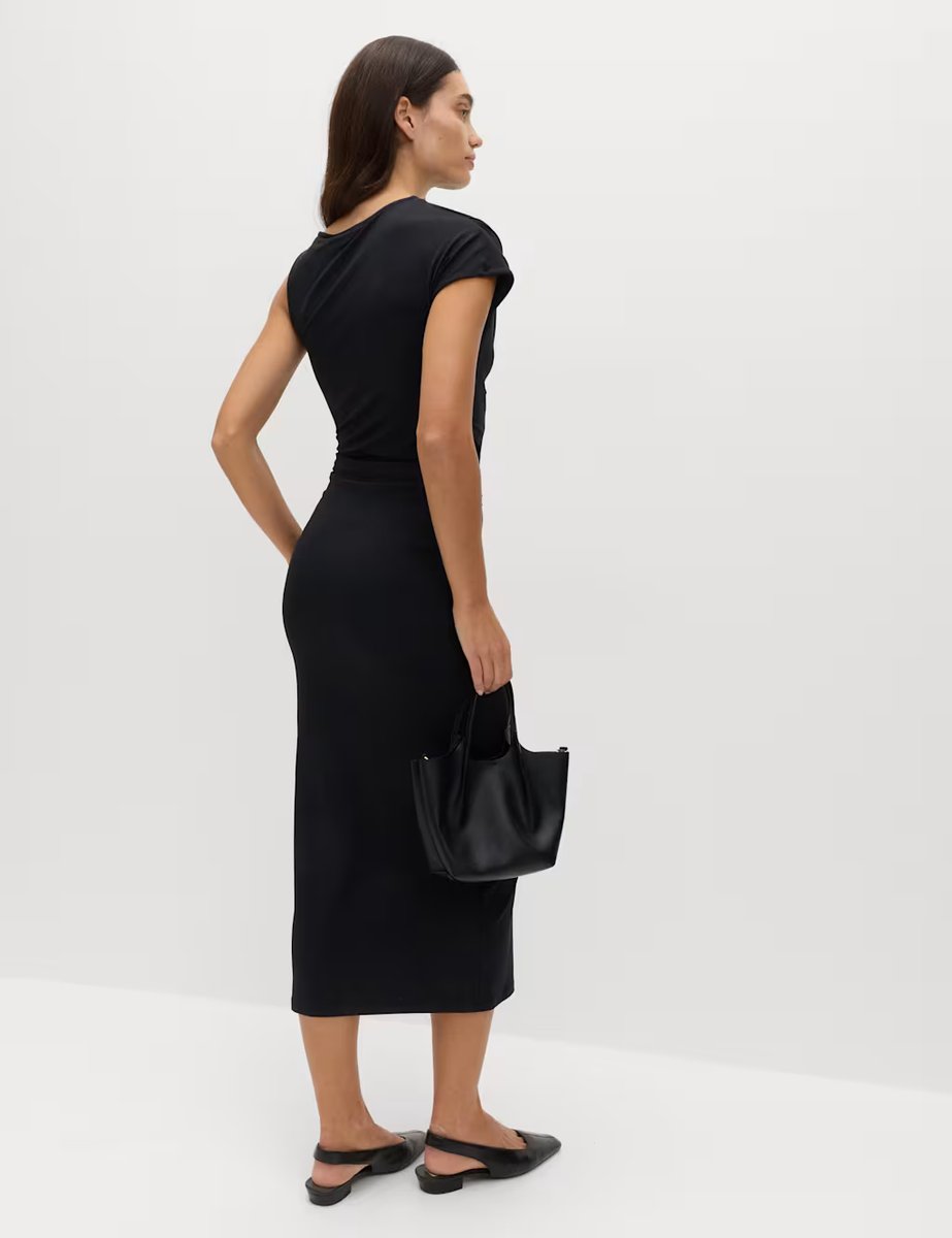 Marks & Spencer M&S Jersey Hardware Ruched Midaxi Bodycon Dress Black - 3