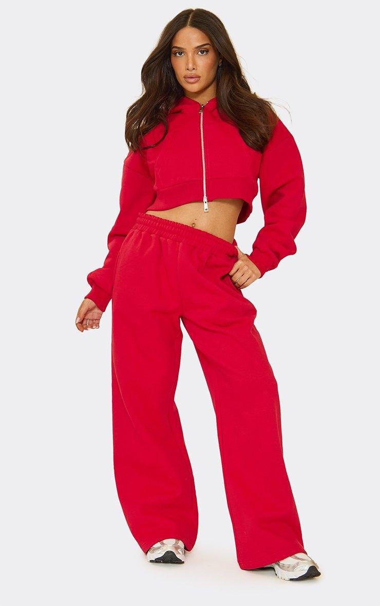 EGO Long Sleeve Zip Up Cropped Jacket In Red, Women's Size UK 6 - 2