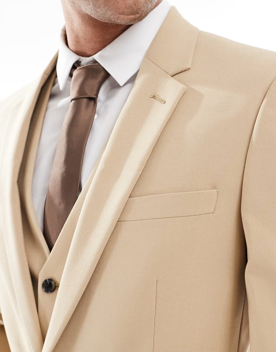 ASOS ASOS DESIGN skinny suit jacket in beige - 3