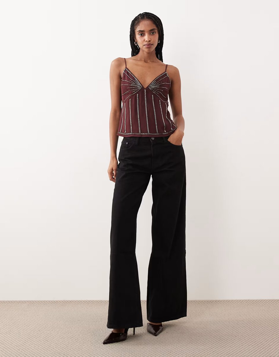 ASOS Abercrombie & Fitch beaded cami in red - 3