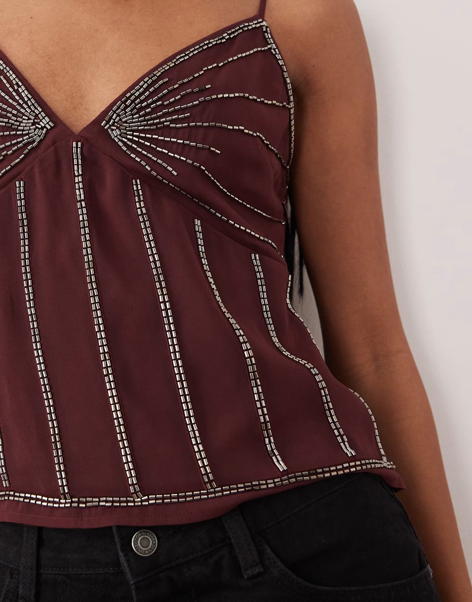 ASOS Abercrombie & Fitch beaded cami in red - 4