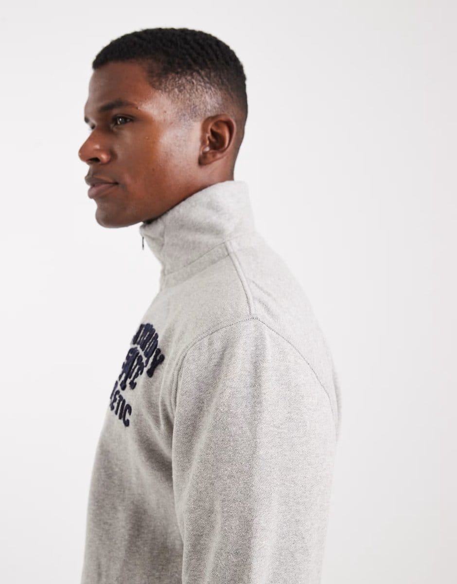 ASOS Superdry Vintage athletic zip half-zip jumper in vintage sweat light grey marl - 4