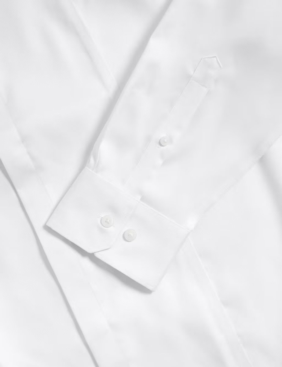 Marks & Spencer M&S Regular Fit Cotton Dress Shirt with Bow Tie White - 2