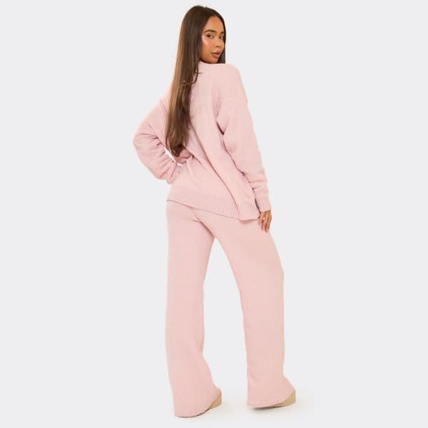 EGO Long Sleeve Bow Graphic Detail Oversized Jumper In Pink Fluffy Knit, Women's Size UK Medium M - 2