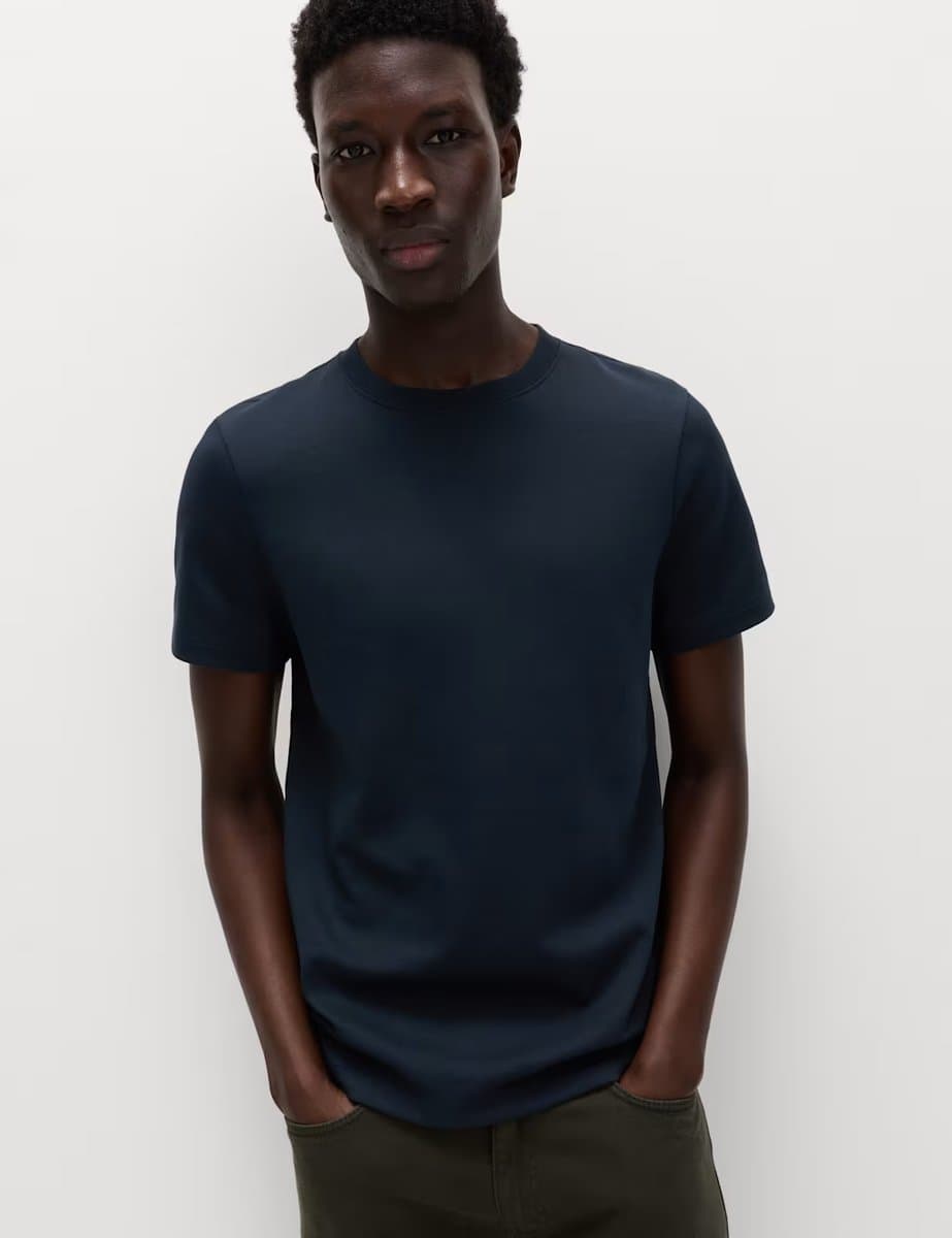 Marks & Spencer M&S Ultimate Cotton Blend T-Shirt in Navy