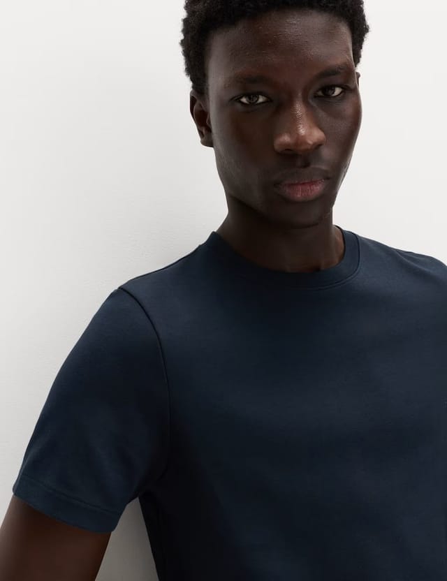 Marks & Spencer M&S The Utimate Cotton Blend T-Shirt Navy - 2