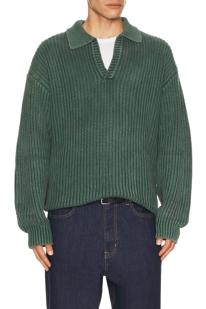 revolve Open Collar Acid Wash Knit Sweater