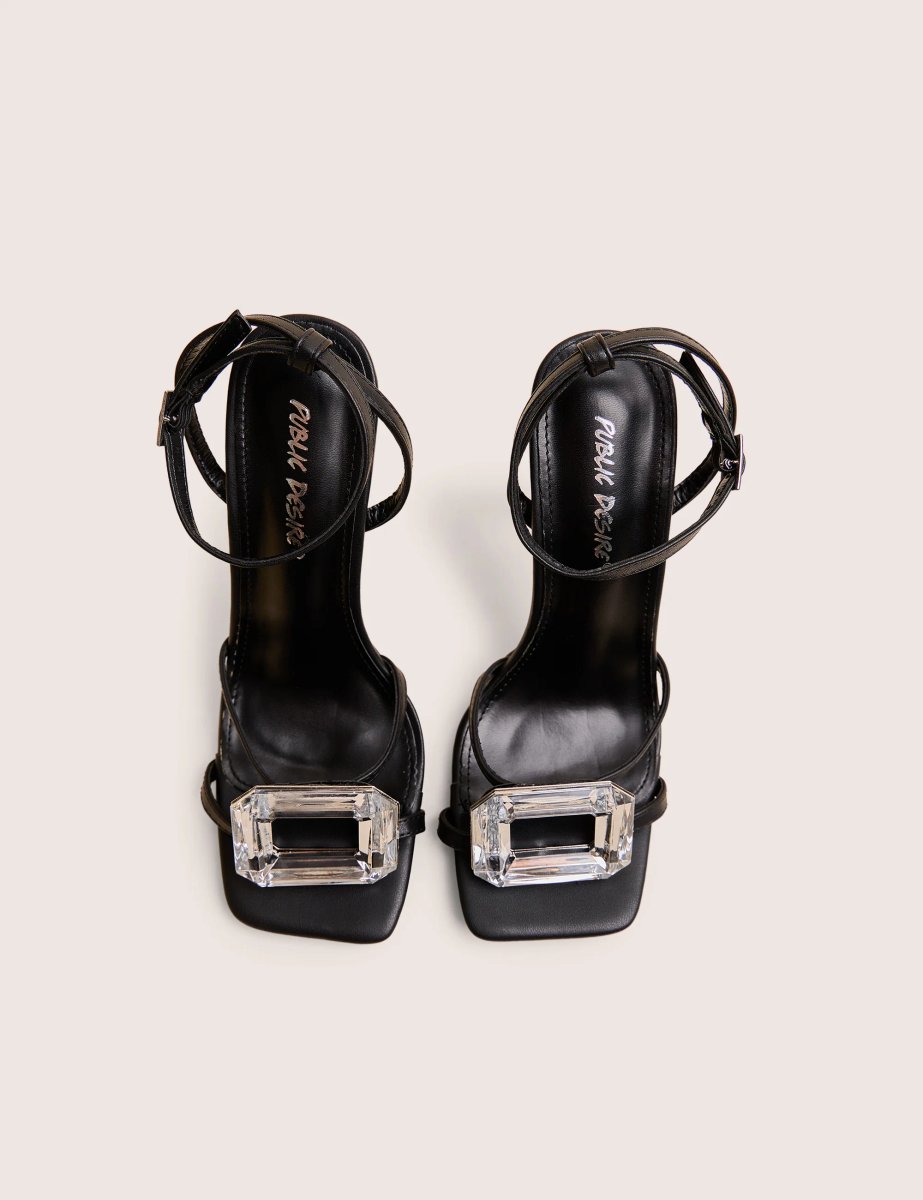 Public Desire Vela Black Jewel Detail High Heel - 2