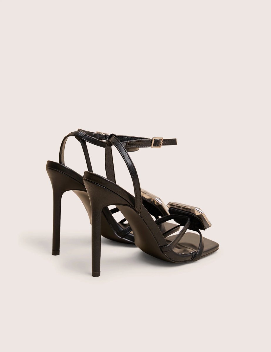 Public Desire Vela Black Jewel Detail High Heel - 3