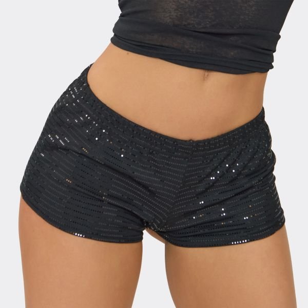 EGO Low Rise Hot Pants In Black Sequin, Women's Size UK 4 - 2