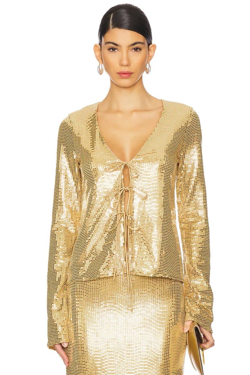 revolve Revolve Thrill Top in Gold Shiny Stretch