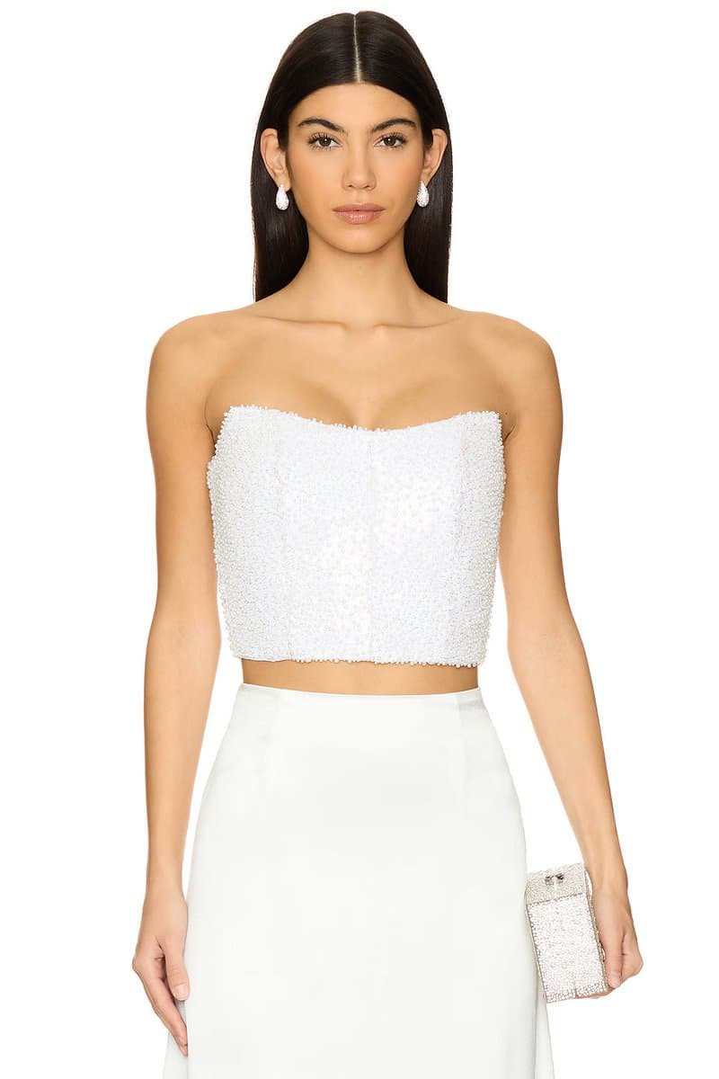 revolve Revolve Mariandree Gaitan Pearl Crop Top in White