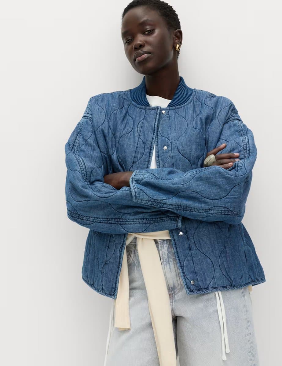 Marks & Spencer M&S Medium Indigo Quilted Waisted Jacket