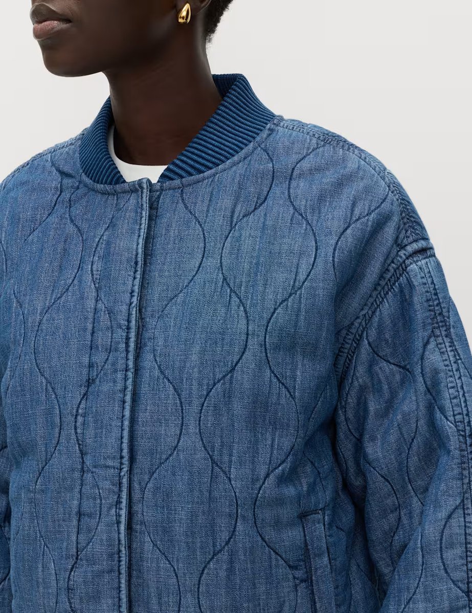 Marks & Spencer M&S Pure Cotton Quilted Waisted Jacket Medium Indigo - 2